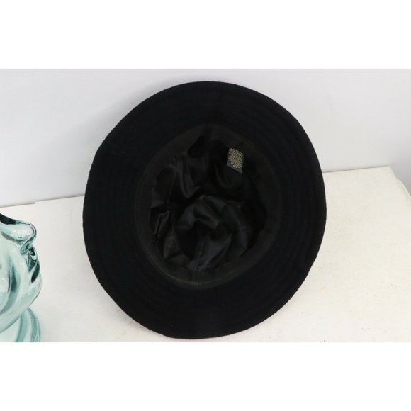 Vintage 90s Banana Republic Blank Wool Blend Bucket Hat Boonie Cap Black Italy